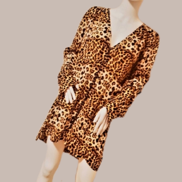 A.L.C. Leopard Prt. Silk Babydoll Mini Dress-New-8 - Picture 8 of 9